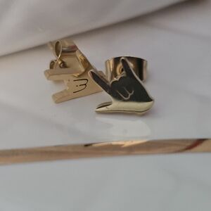 Gold Hand Gesture Earrings